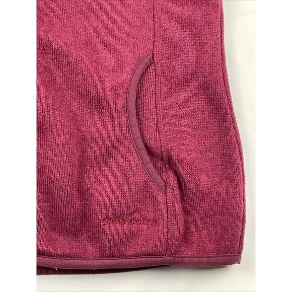 Eddie Bauer Full Zip Knit Fleece Jacket Women’s M Maroon Pockets Mock Neck - Picture 8 of 12